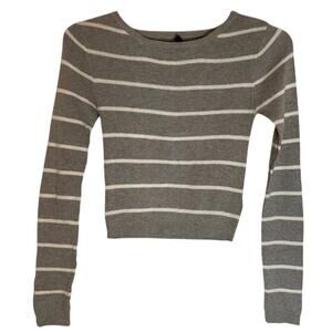 Prince & Fox Knit Sweater Grey White Stripe Size Mediium